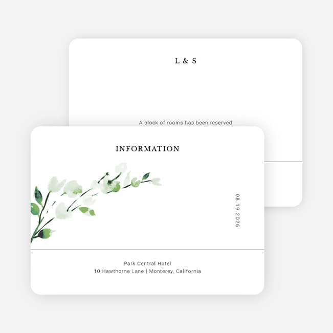 Delicate Trailing Vine Wedding Information Cards - White