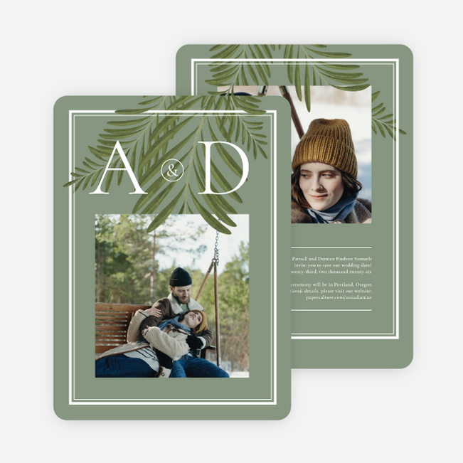 Tropical Palms Save the Date Cards - Green
