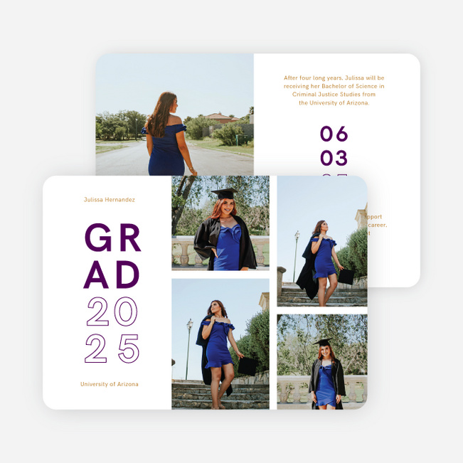 Stacking Achievement Graduation Announcements & Graduation Invitations - Purple