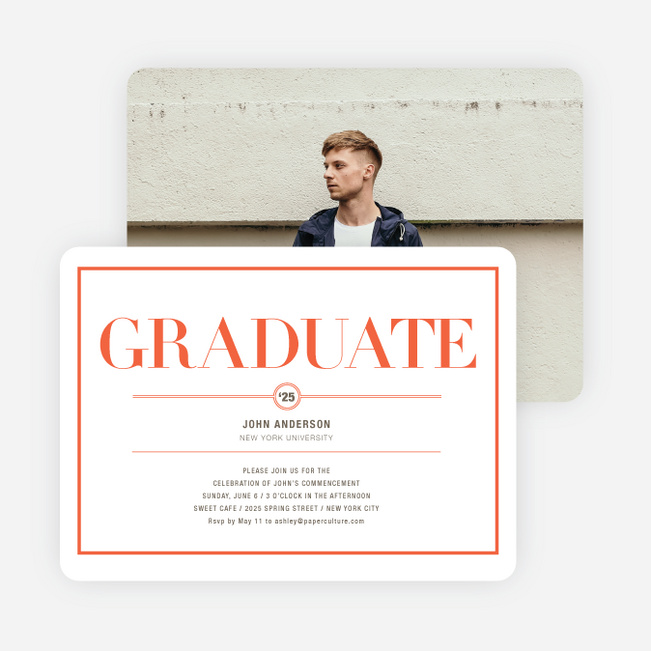 Chic but Classic Graduation Invitations - Orange
