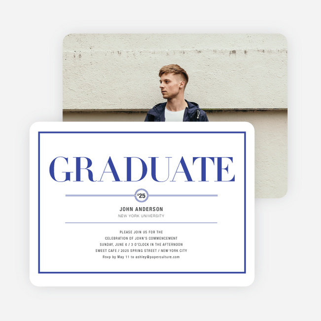 Chic but Classic Graduation Invitations - Blue