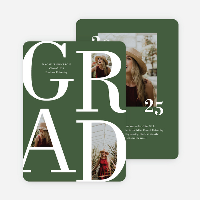Framed Milestone Graduation Announcements & Graduation Invitations - Green