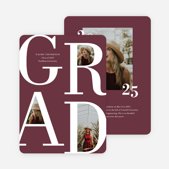 Framed Milestone Graduation Announcements & Graduation Invitations - Red