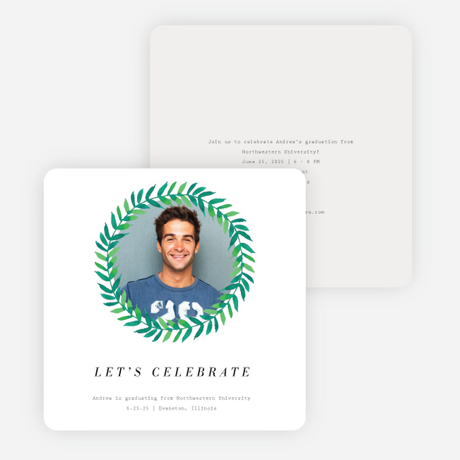 Laurel Wreath Graduation Announcements - White