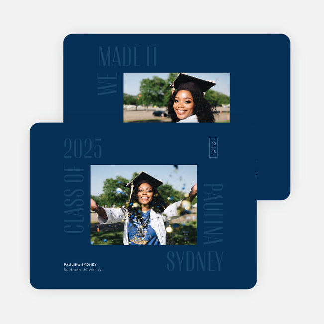Accomplished Frame Graduation Announcements & Graduation Invitations - Blue