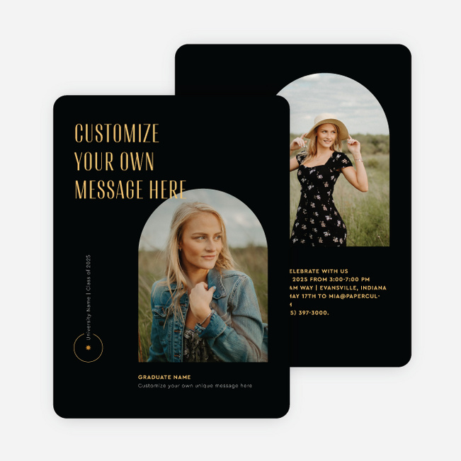 Arched Window Graduation Announcements & Graduation Invitations - Black