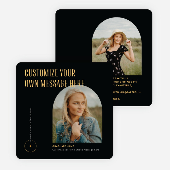 Arched Window Graduation Announcements & Graduation Invitations - Black