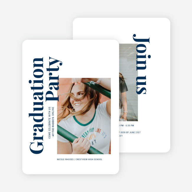 Classic But Different Graduation Announcements & Graduation Invitations - Blue