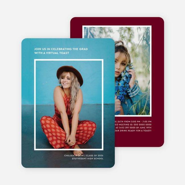 Minimal Frame Graduation Announcements & Graduation Invitations - Red