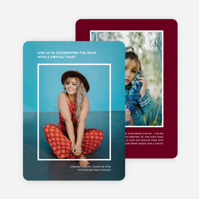 Minimal Frame Graduation Announcements & Graduation Invitations - Red