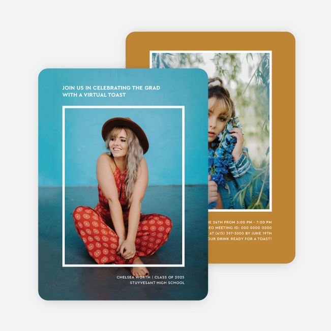 Minimal Frame Graduation Announcements & Graduation Invitations - Yellow