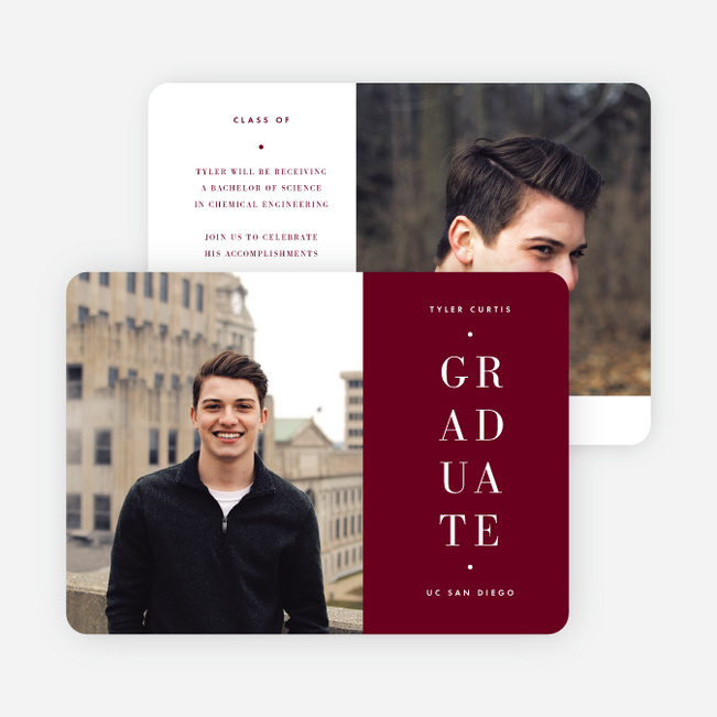 Classy Distinction Graduation Announcements & Graduation Invitations - Red