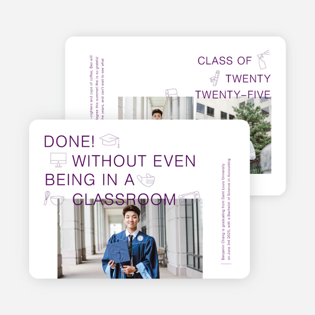 Quarantine Necessities Graduation Announcements & Graduation Invitations - Purple