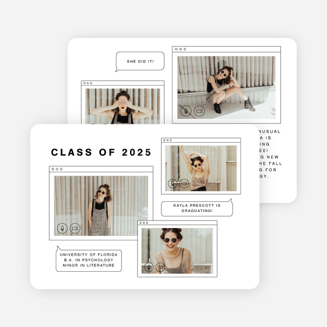 Video Call Graduation Announcements & Graduation Invitations - White