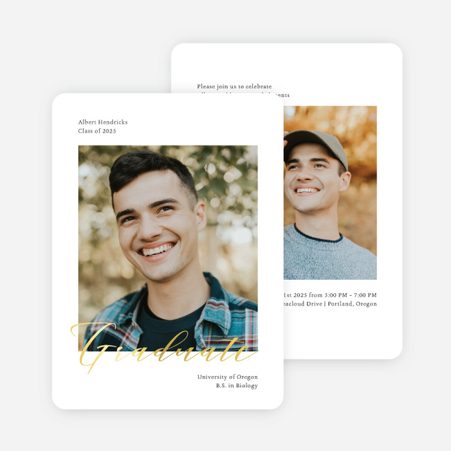 Foil New Beginning Graduation Announcements & Graduation Invitations - Yellow