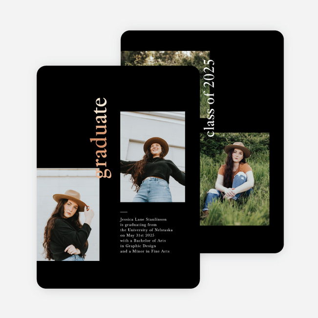 Foil New Heights Graduation Announcements & Graduation Invitations - Pink