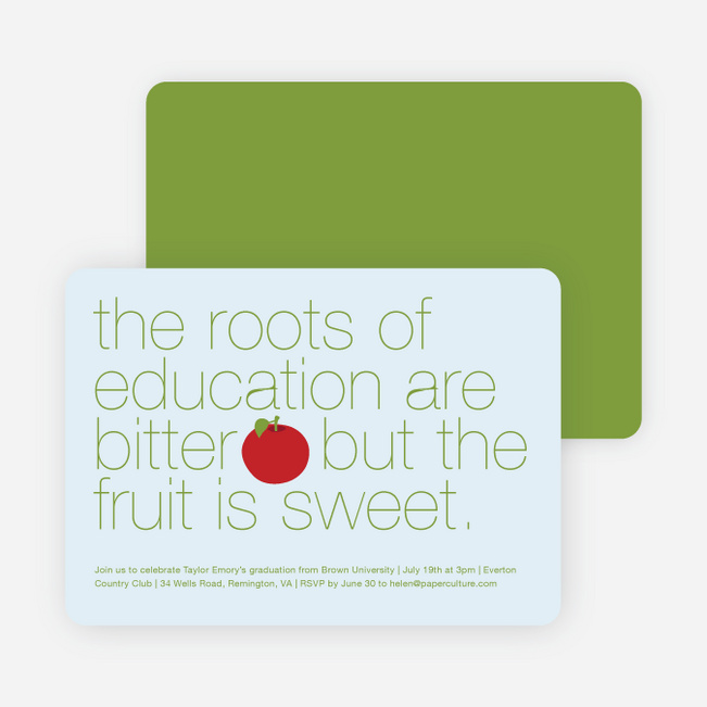 Graduation Fruit Invitations - Red Apple