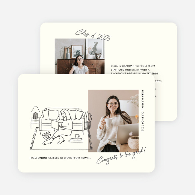 Cozy Student Graduation Announcements & Graduation Invitations - Beige