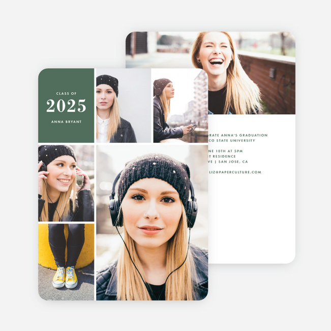 Photo Board Graduation Invitations - Green