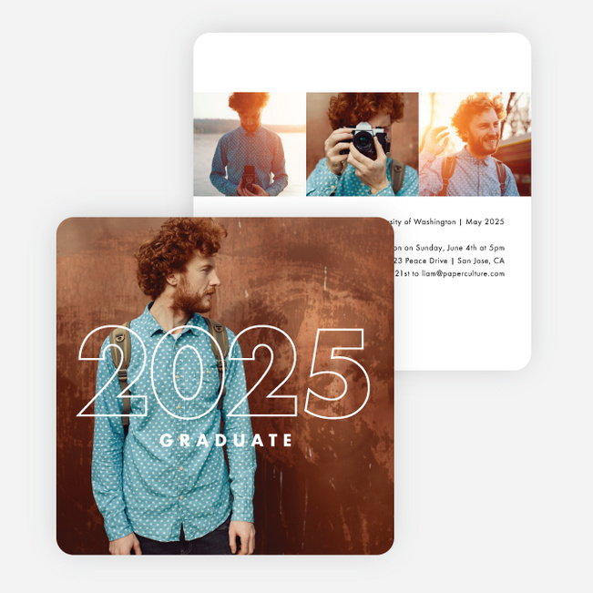 Centered Year Graduation Invitations - Black