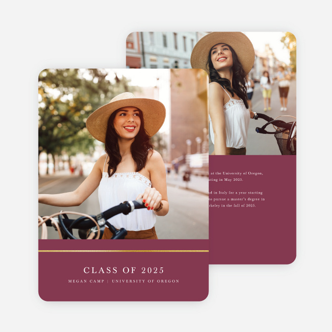 Foil Modern Classic Graduation Invitations - Pink