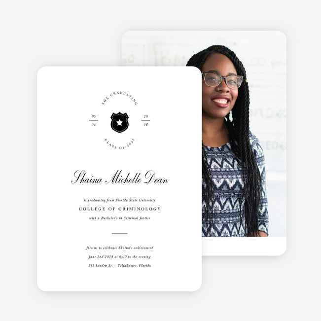 Distinguished Crest Graduation Announcements & Graduation Invitations - White