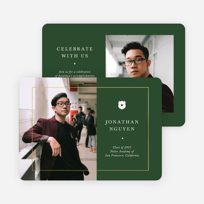 Foil Framed Achievement Graduation Announcements & Graduation Invitations - Green