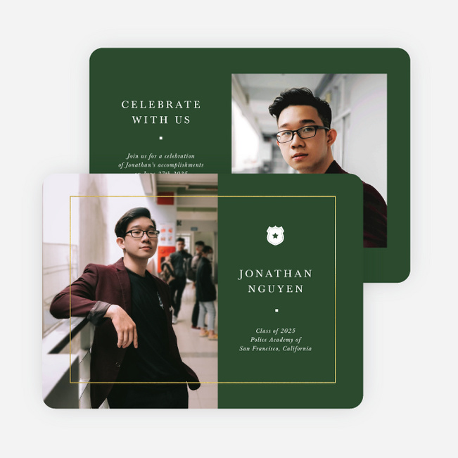 Foil Framed Achievement Graduation Announcements & Graduation Invitations - Green