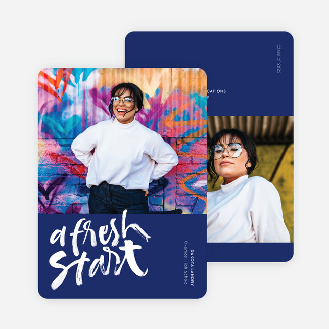 Bold Brushwork Graduation Announcements & Graduation Invitations - Blue