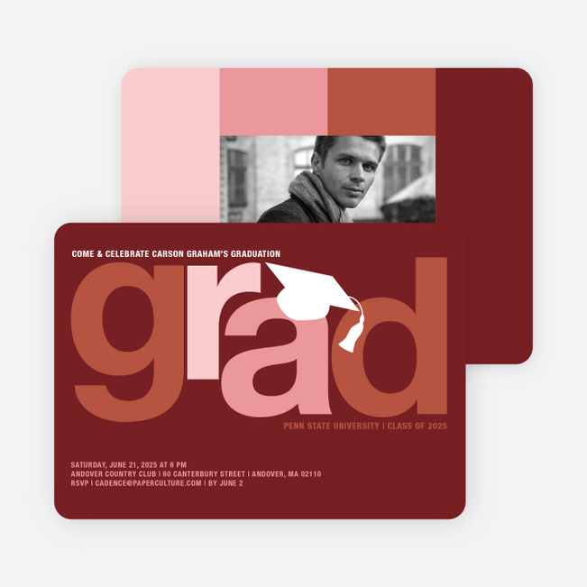 Pop Art Inspired Graduation Invitations - Sangria