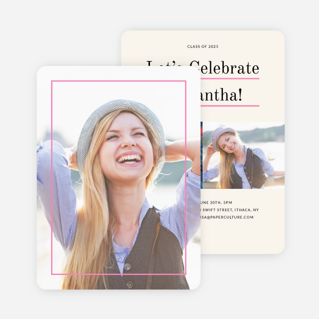 Linear High School Graduation Invitations  - Pink