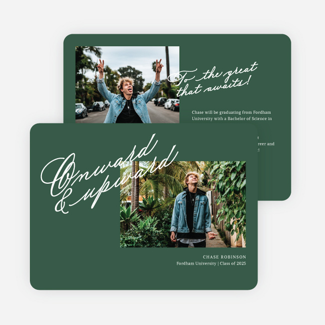 Onward and Upward Graduation Announcements & Graduation Invitations - Green