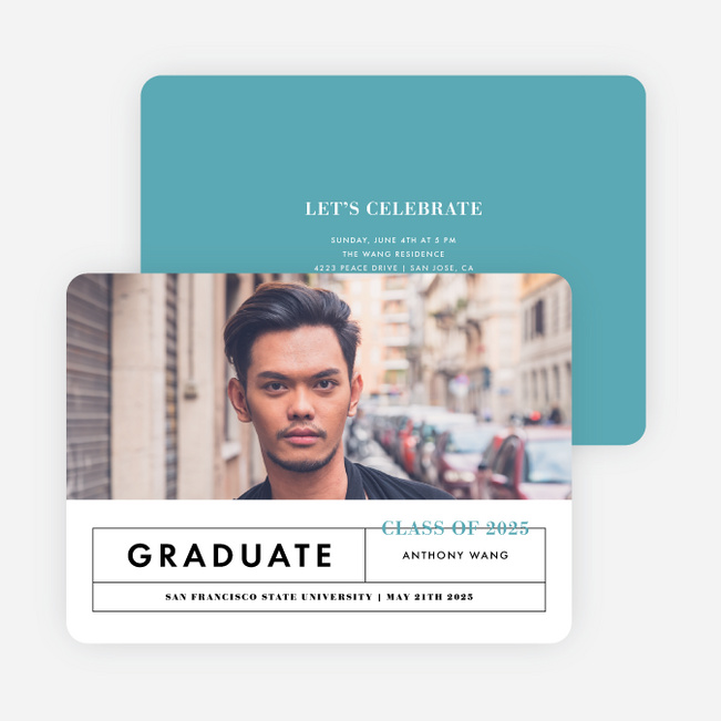 Split Grid Graduation Invitations - Blue
