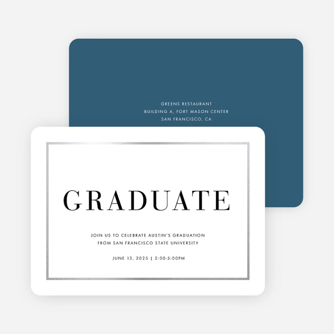 Foil Traditions Graduation Party Invitations - Blue