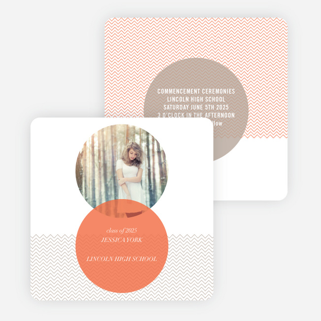 Thin Chevron Stripes Graduation Announcements - Orange