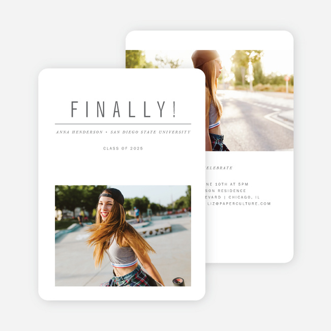 Bold Announcement Graduation Announcements - White