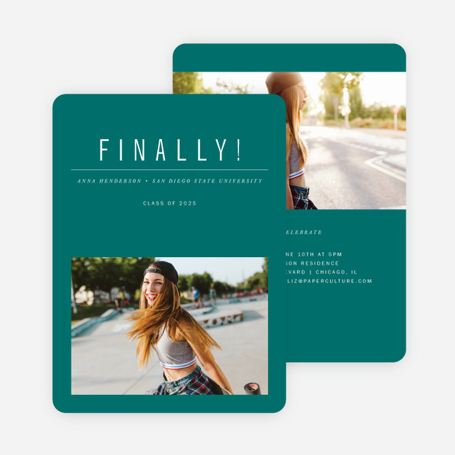 Bold Announcement Graduation Announcements - Green