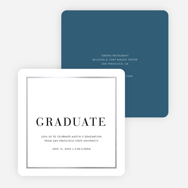 Foil Traditions Graduation Party Invitations - Blue