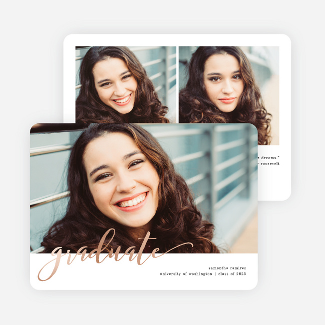 Foil Fun Script Graduation Announcements - Pink