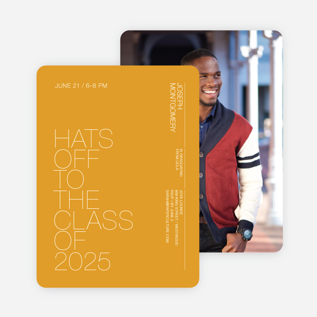 Hats Off Graduation Announcement and Invitation - Yellow