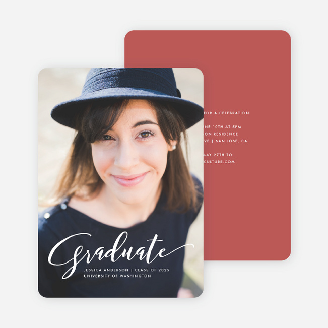 Simply Script Graduation Invitations - Red