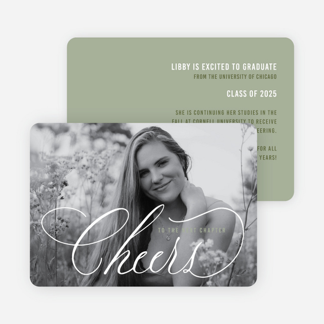 Blushing Cheers Graduation Announcements & Invitations - Green