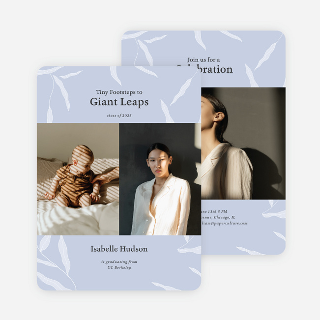 Foliage Flourish Graduation Announcements & Invitations - Purple