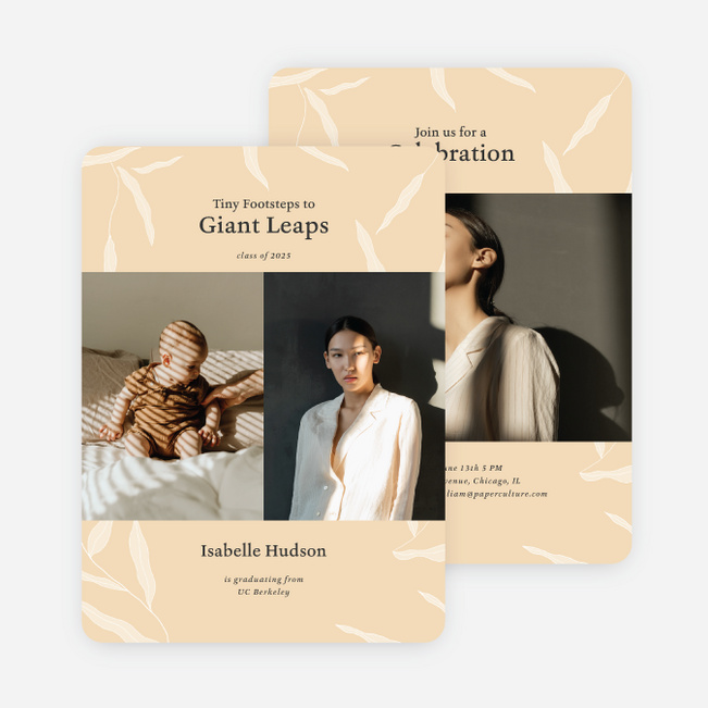 Foliage Flourish Graduation Announcements & Invitations - Yellow