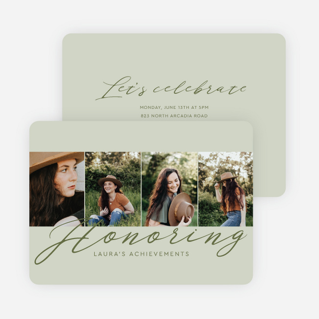 Heartfelt Honors Graduation Announcements & Invitations - Green