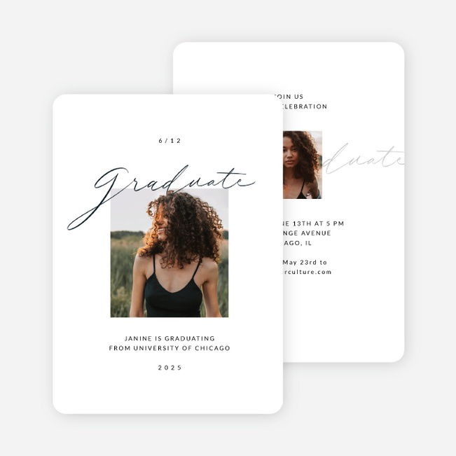 Informally Scripted Graduation Announcements & Invitations - White