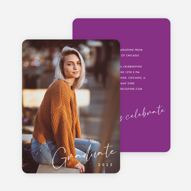 Inscribed Triumphs Graduation Announcements & Invitations - Purple