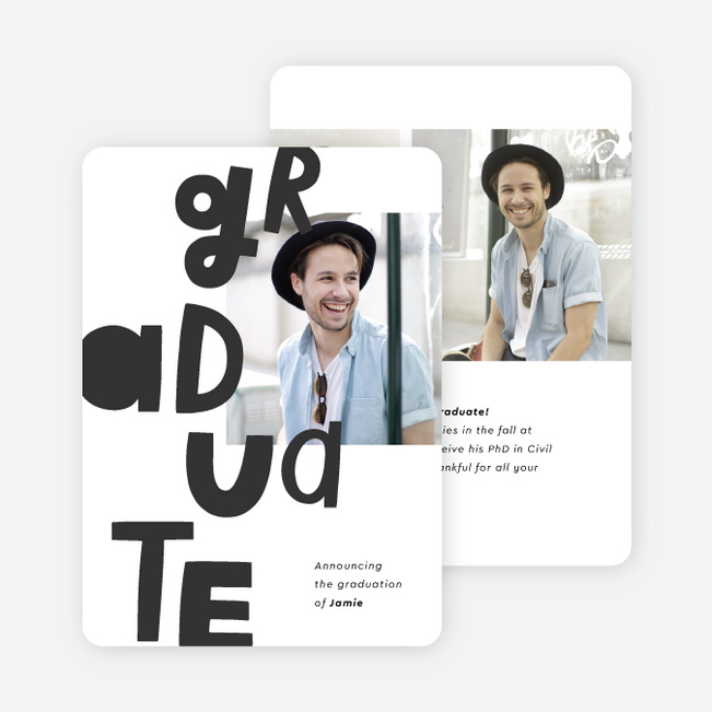 Leveling Up Graduation Announcements & Invitations - Black