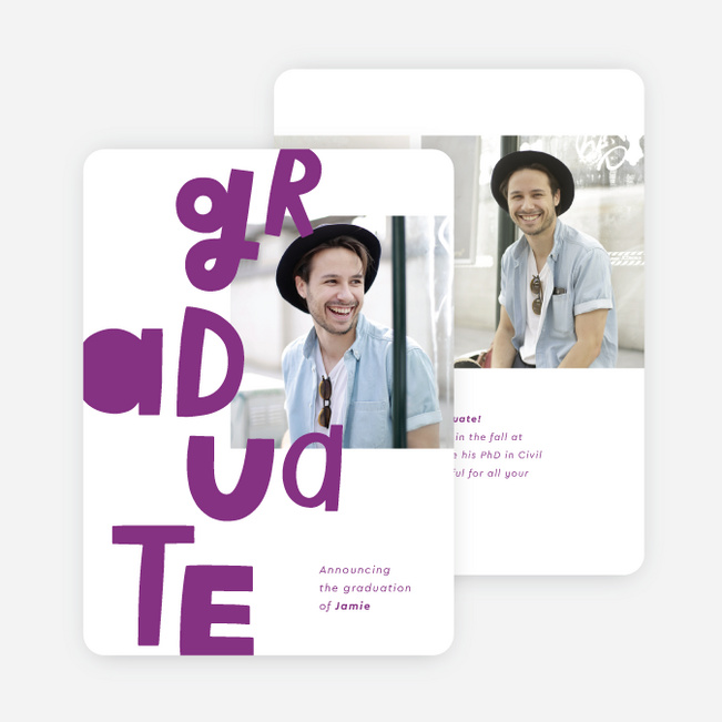 Leveling Up Graduation Announcements & Invitations - Purple