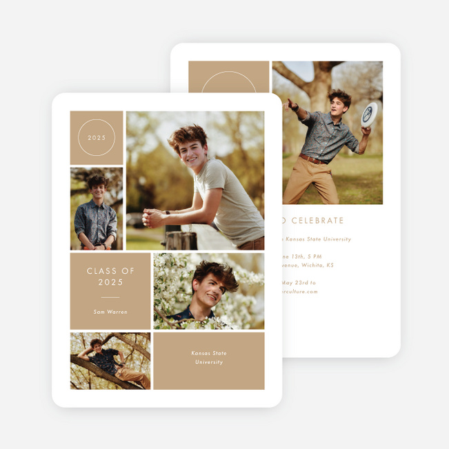 Milestone Montage Graduation Announcements & Invitations - Beige